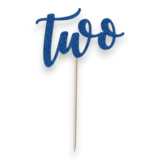 Picture of TWO CAKE TOPPER BLUE GLITTER